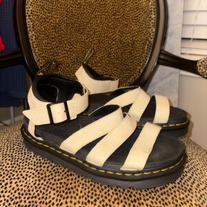 Dr. Martens Black and Cream Strappy Sandals
